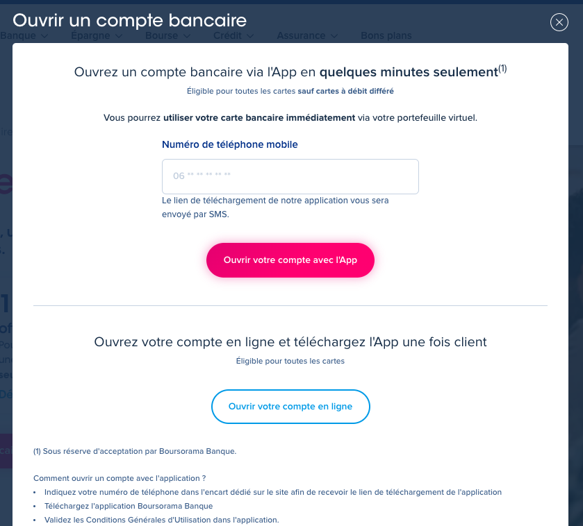 Création de compte Boursorama Banque