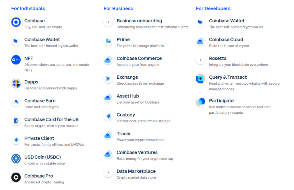 coinbase-produits-financiers-disponibles