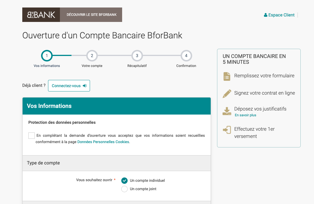 Ouverture de compte BforBank