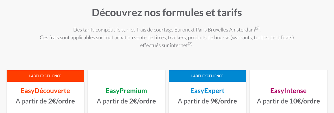 EasyBourse tarifs