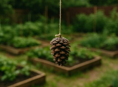 accrocher pomme de pin jardin