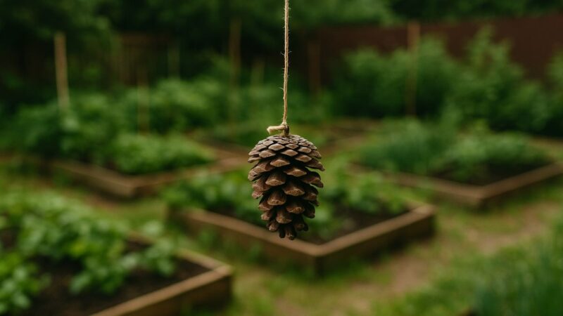 accrocher pomme de pin jardin